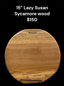 15” Sycamore wood lazy Susan